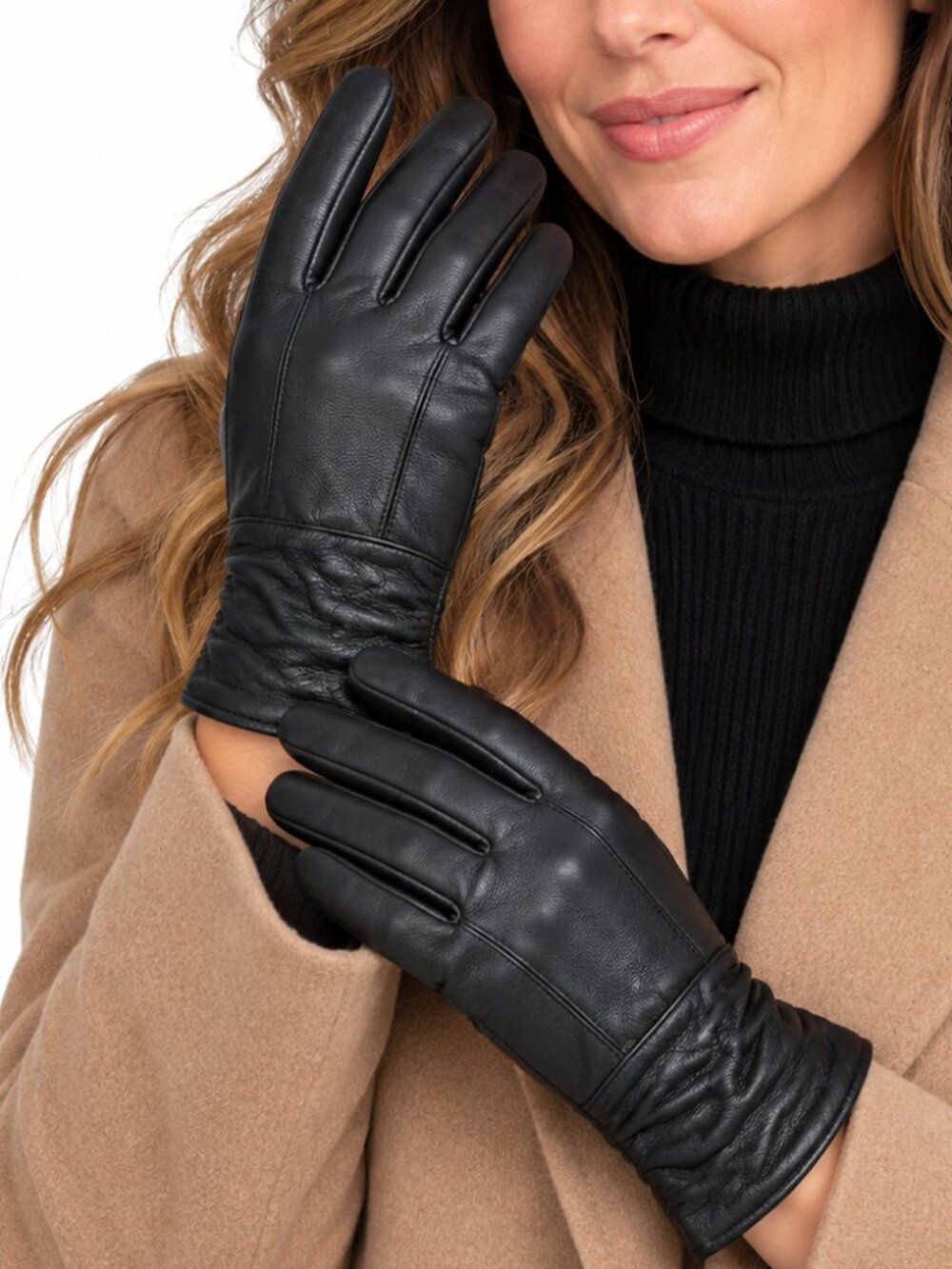 DENVER HAYES Genuine Leather Gloves Black Large Fleece Lined Winter Classic